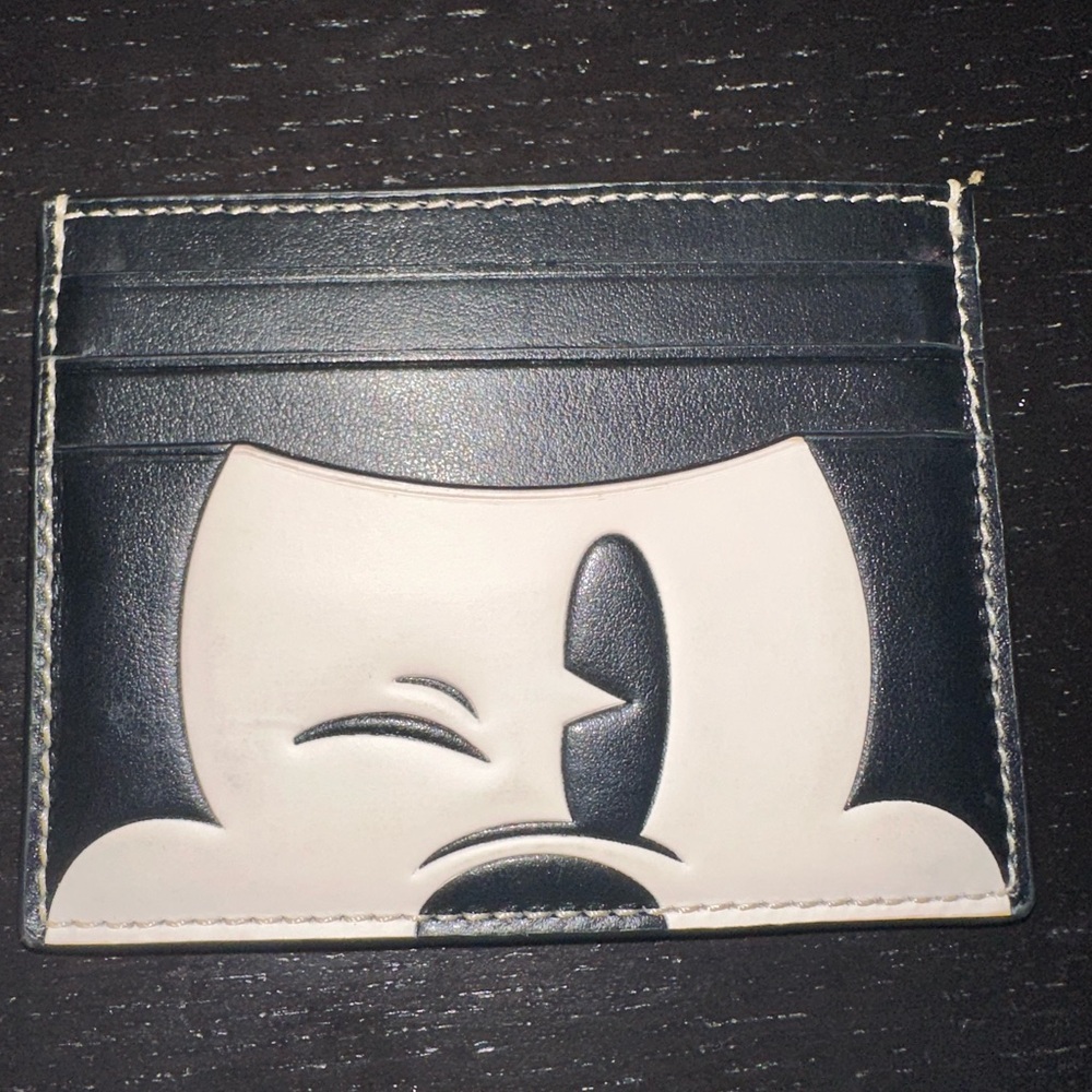 Disney X Coach Slim Id Card Case With Wink Mickey Mouse